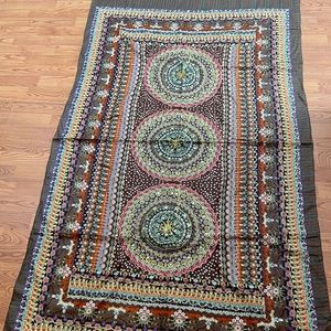 Cotton scarf or shoulder wrap with beautiful patterns & flat sequins stitched in